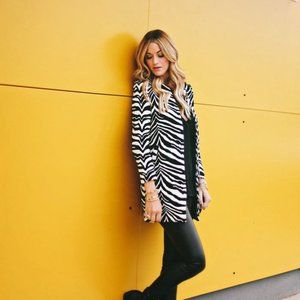 ZARA OVERSIZED COAT IN ZEBRA PRINT JACQUARD